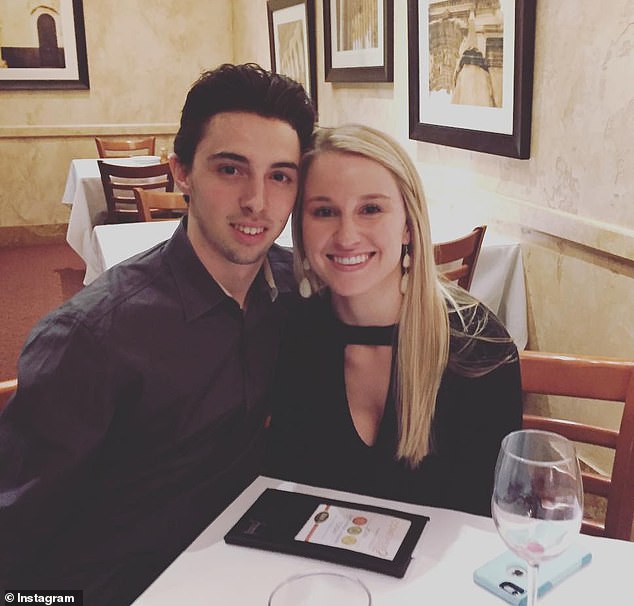 Gaudreau, 31, was cycling with his younger brother Matthew (pictured with his wife Madeline), 29, when the fatal accident occurred