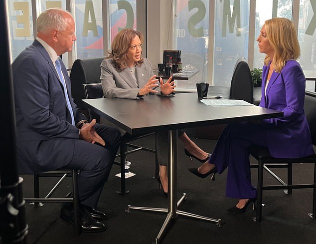 Harris appeared with her running mate Gov. Tim Walz to be interviewed by CNN's Dana Bash (R) on Thursday during a campaign stop in Georgia