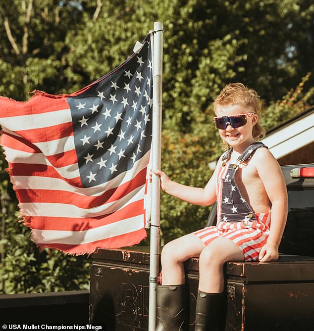 Kaison Plagmann of Junction City, Oregon, with his mullet "The baby Toby Keith"