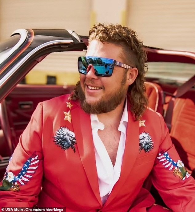 George Hannon of Pinellas Park, Florida, with his nicknamed mullet "The Free Bird of Florida"