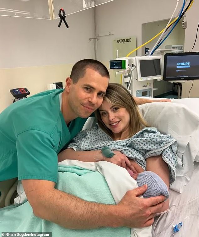 Rhian and her husband Oliver Mellor, 43, welcomed their 'miracle son' George in April after a challenging five-year journey that included eight rounds of IVF and £150,000