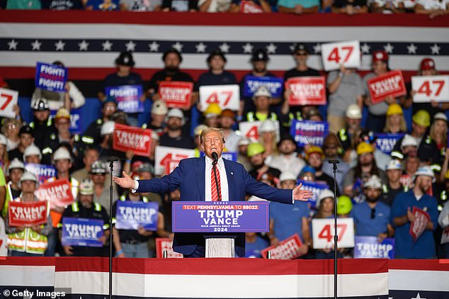 Trump lashed out at his opponent at a rally in Johnstown, Pennsylvania, on Friday night as he campaigns in the state he must win.