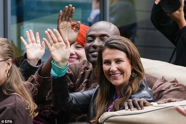 Princess Martha Louise and her future husband, shaman Durek Verrett, received a mixed reception from locals today as the pair arrived at a seaside resort in preparation for their wedding (the couple were pictured yesterday)