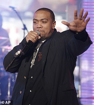 In the comments, colleague Lil Jon wrote: 'REST AWAY BROTHER' while Scoops' regular collaborator Timbaland (pictured) appeared speechless and posted a series of emojis