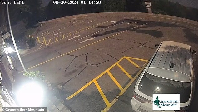 Parking lots were lit up during the explosion, as seen on Grandfather Mountain