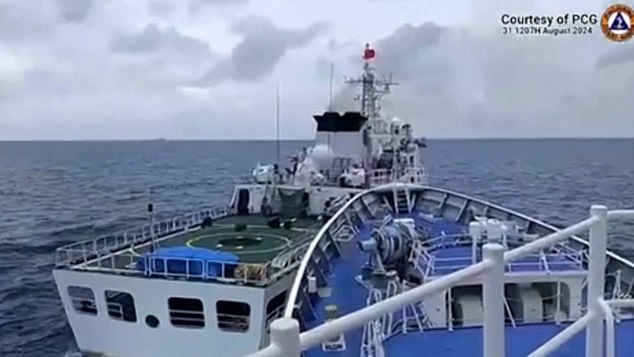 The Philippine ship, the Magbanua, has been anchored in Sabina since mid-April after Manila suspected that China would build a structure to take over the uninhabited atoll