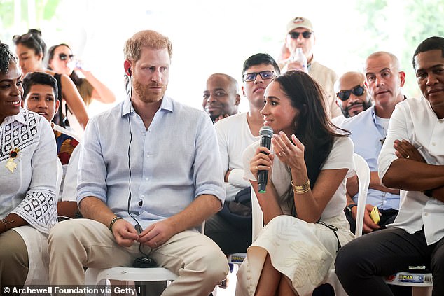 Prince Harry and Meghan during their trip to Colombia earlier this month