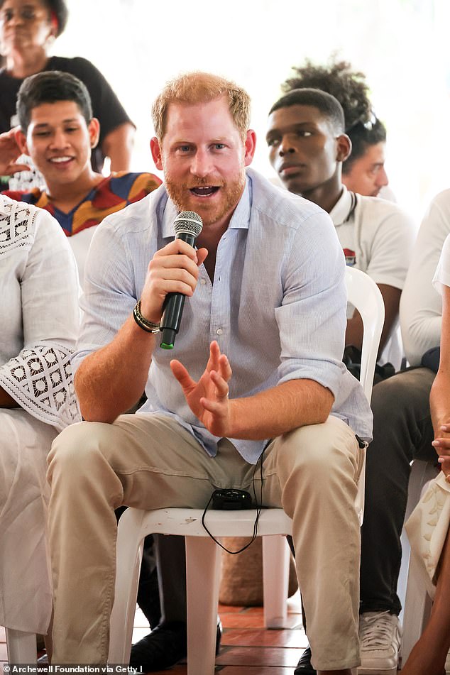 Prince Harry at the Unidad Recreativa El Vallado in Columbia on August 18