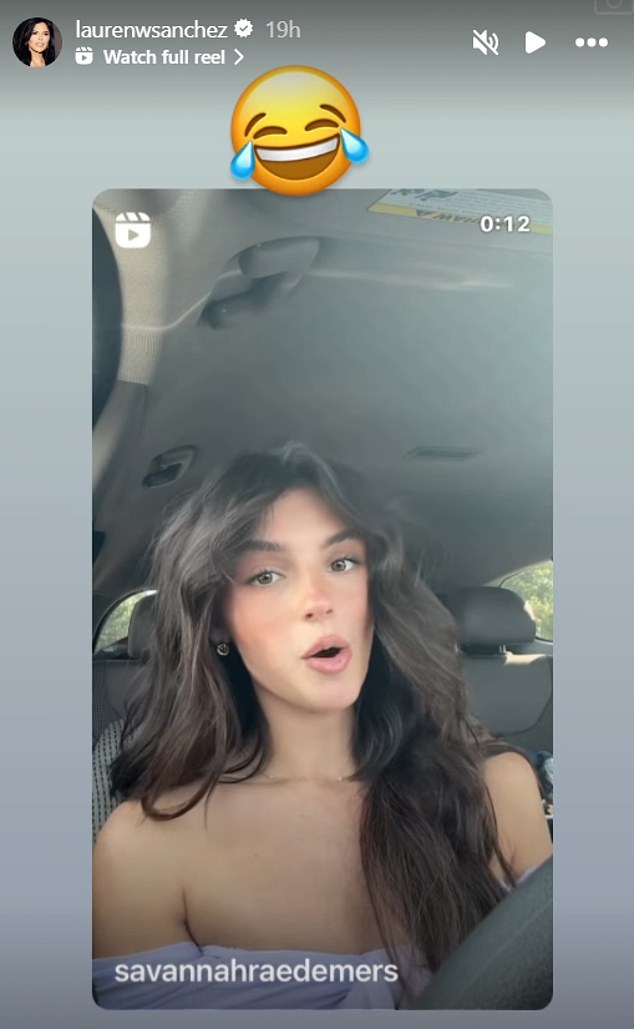 The short video, which has been viewed nearly 11 million times, quickly made its way to Sanchez, who quickly shared it to her Instagram stories with a laughing emoji