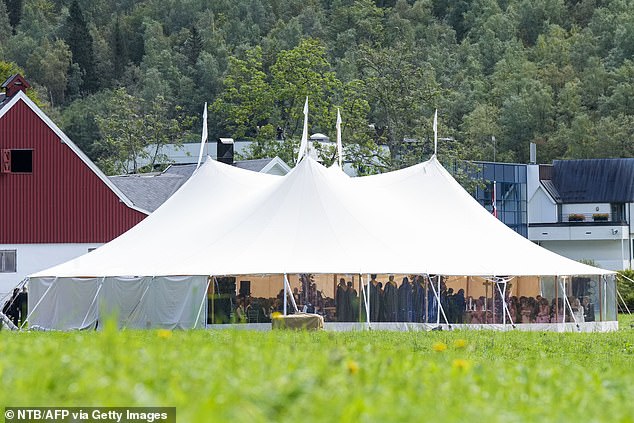 After the festivities that began on Thursday, the actual wedding ceremony took place in a large white tent set up on a lush lawn