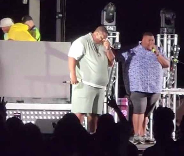 After Fatman Scoop was taken off stage by doctors, fellow artists spoke to the audience as they stood in stunned silence