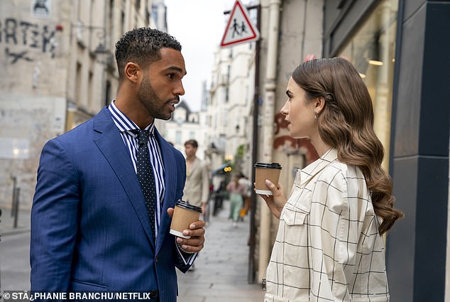 Lucien and Lily (pictured in an episode of Emily in Paris) are said to be in a relationship