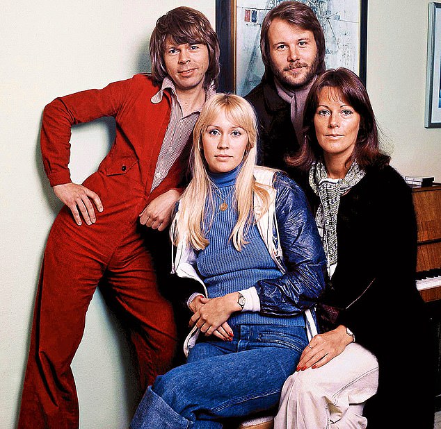 ABBA pose for a group portrait in Stockholm, April 1976