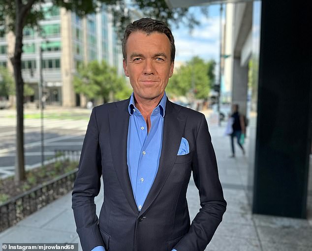 News Breakfast co-host Michael Rowland (pictured), 56, shared a photo on Facebook of sports presenter Tony, 34, along with some cheeky words