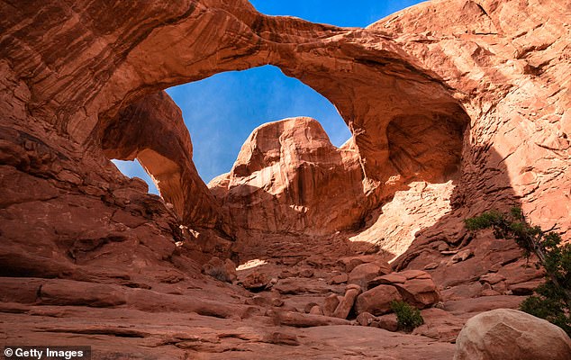 The Double Arch formation at Rock Creek Bay in the Glen Canyon National Recreation Area (pictured before collapse) broke apart on Thursday