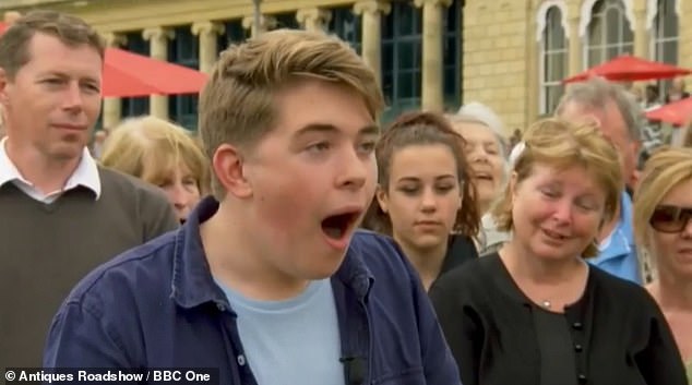 An Antiques Roadshow teenager's jaw dropped when he learned the life-changing value of a box wrapped in a tablecloth by a cleaning lady on an archived episode of the popular daytime show