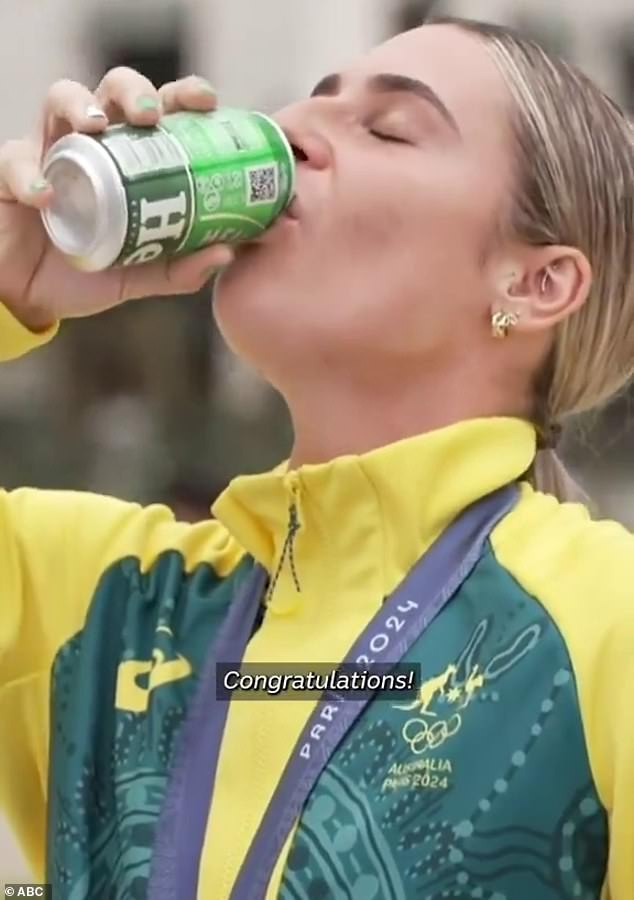 Australian BMX star Natalya Diehm has become an overnight sporting hero after drinking a beer (pictured) and eating some McDonald's nuggets shortly after winning a bronze medal in Paris.