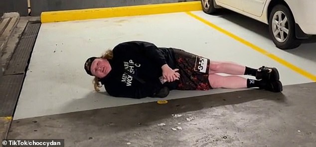 Australian comedian Choccy Dan (pictured) revealed the size of the parking spaces reserved for women at Perth's Pier Street shopping centre in a hilarious TikTok video