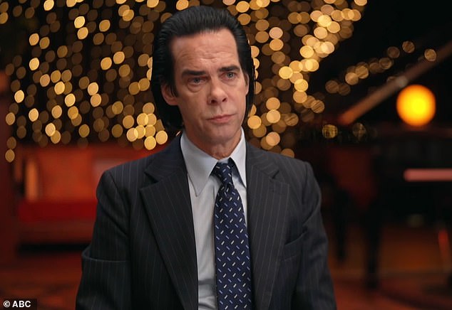 Rock legend Nick Cave (pictured) discussed his grief over the loss of his eldest son Jethro, 31, as he revealed the episode was filmed on the anniversary of his son's death.