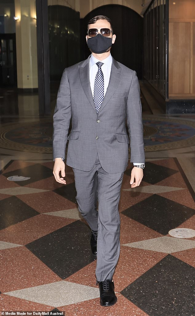 A man accused of encouraging three friends to rape a woman he met on Tinder has told a jury the alleged victim consented to group sex. Adam Kabbout is pictured outside court on Thursday