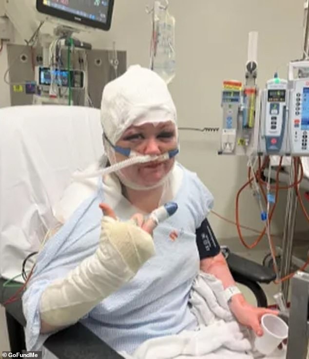 Sally-Anne Edmondstone, 29, was allegedly attacked on the afternoon of August 12 at her unit in Benalla, a rural town in Victoria's High Country region (she is pictured at The Alfred Hospital).