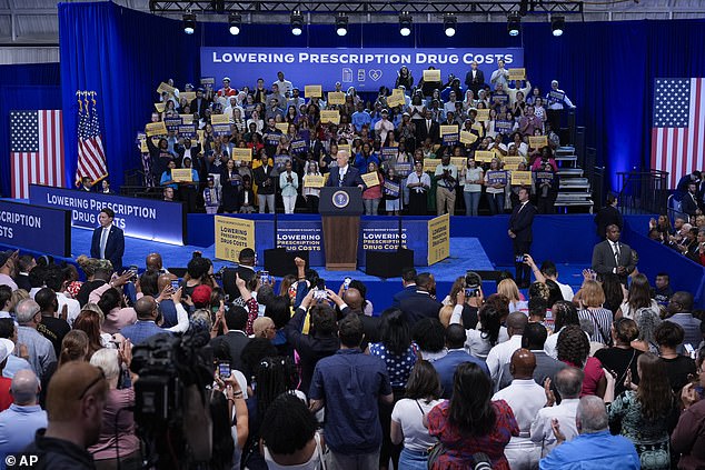 Many of those in attendance were not there to hear Biden speak, as dozens of people walked toward the exit during his speech