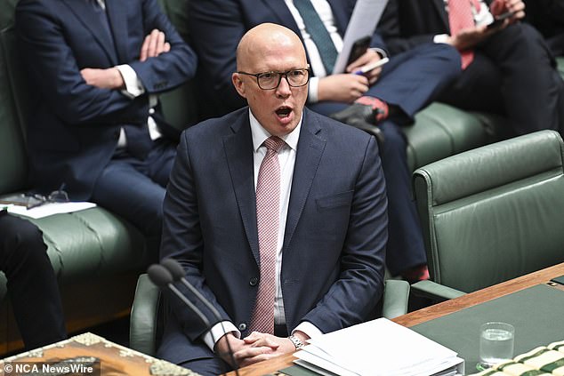 Opposition Leader Peter Dutton (pictured) has been asked if he is a 'heartless racist' after doubling down on demands to ban Gaza immigrants