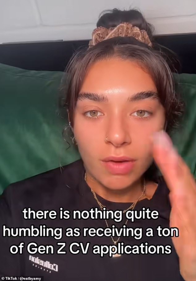 Amy Gastman (pictured) took to TikTok to reveal the surprising quotes Gen Zers are putting on their resumes