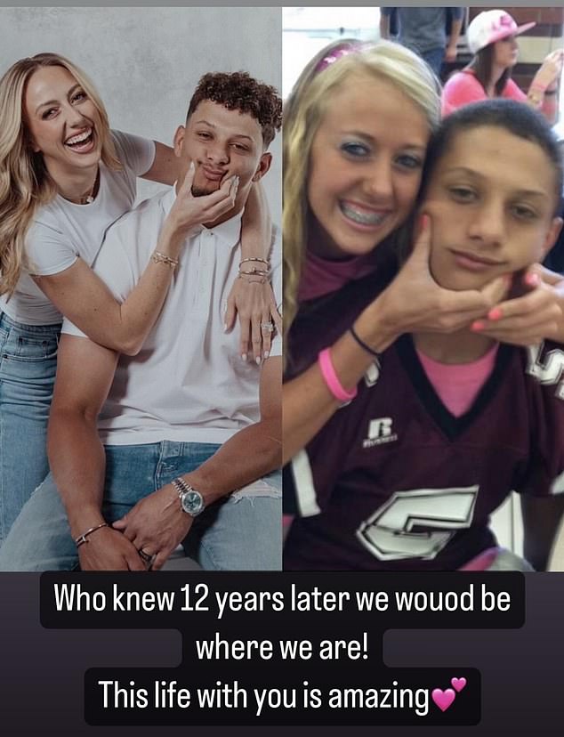 An Instagram post from Brittany Mahomes' account celebrating their relationship