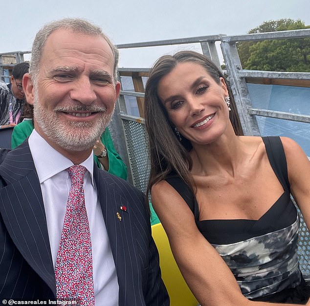 European royals beamed for selfies in celebration of the Paris Olympics, including Queen Letizia, 51, and King Felipe, 56, who were in high spirits as they posed from the stands at the opening ceremony last weekend