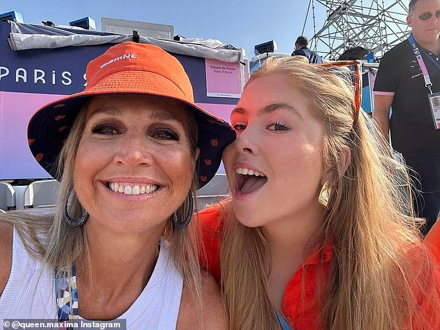 Queen Máxima of the Netherlands shared a funny selfie with her doppelganger, 20-year-old eldest daughter Princess Amalia, while watching the rowing semi-final on Wednesday