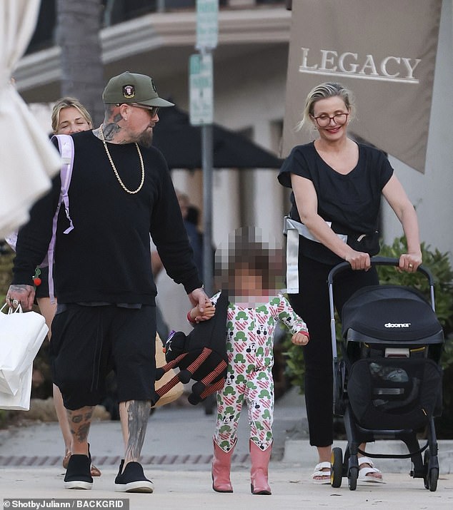 Cameron Diaz and Benji Madden enjoyed a day out in Montecito, California with their kids