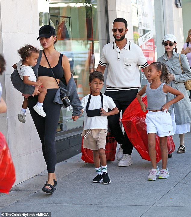 Chrissy Teigen and John Legend were spotted with three of their children in Beverly Hills this past weekend