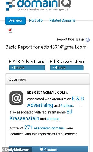 The username and email address turned out to be linked to Ed Krassenstein and other domains