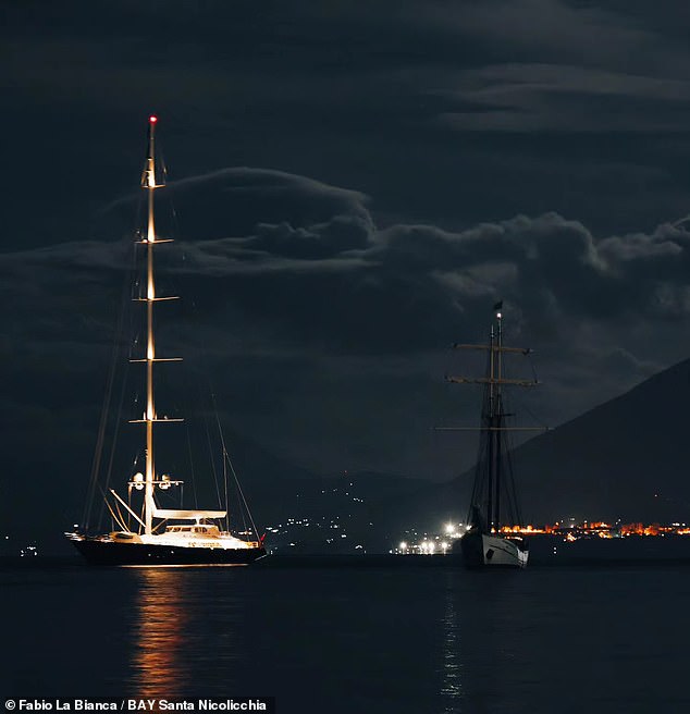 The luxury sailing ship Bayesian was moored off the coast of Porticello, near Palermo, when a 'whirlwind' swept across the area at 5am this morning