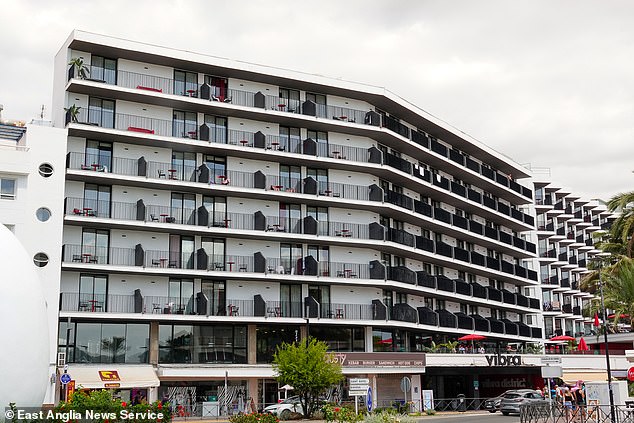 A view of the front of the Hotel Vibra District in San Antonio, Ibiza, where the student fell