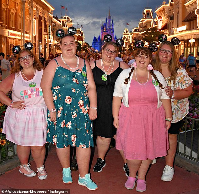 A group of Disney superfans known as the 'Plus Size Park Hoppers' (pictured) are hitting back at their critics after being repeatedly trolled online about their weight