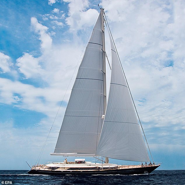 A handout photo provided on August 19 by the Perini Navi Press Office shows the 'Bayesian' sailboat in Palermo, Sicily, Italy