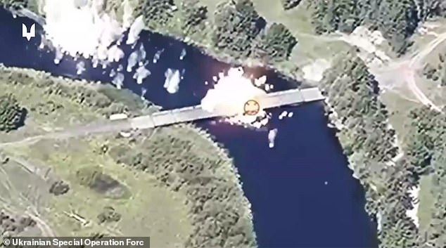 Dramatic footage showed Ukrainian troops attacking a pontoon bridge in the Kursk region