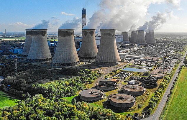 Polluting: Drax burns wood pellets at its North Yorkshire power station (pictured) and qualifies for subsidies based on the process being carbon neutral