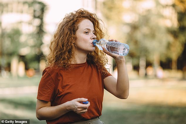 Drinking from plastic bottles can raise blood pressure by releasing microplastics into the bloodstream, new research shows (archive photo)