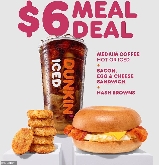 Dunkin' announced the arrival of its brand new $6 meal in an August 28 press release. It comes with a bacon, egg and cheese sandwich, hash browns and a medium coffee