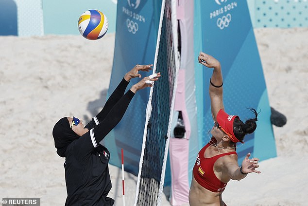 The Egyptian Olympic volleyball duo, fully hijab-clad, took on their bikini-clad Spanish opponents