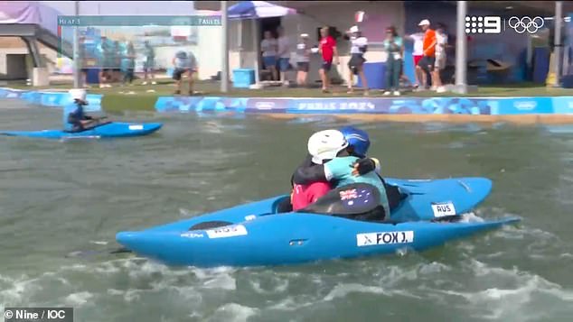 Jess Fox was comforted by sister Noemie after her disappointing heat in the kayak cross