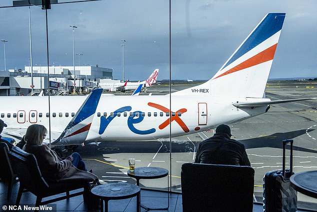 Rex Airlines is looking to sell land, buildings and aircraft parts as administrators work to keep the airline afloat (pictured is a Rex Airlines plane in Sydney)