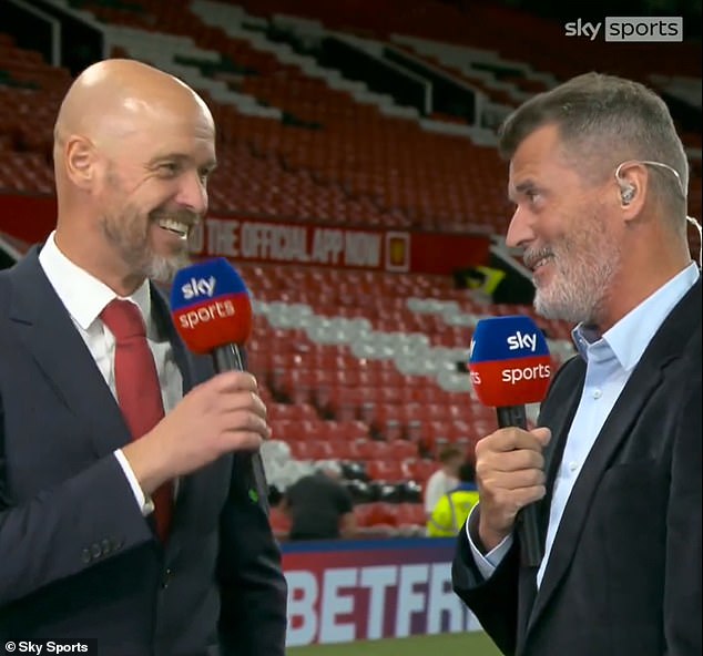 Manchester United manager Erik ten Hag and analyst Roy Keane had an awkward post-match conversation