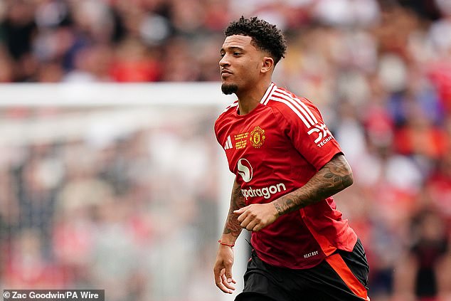 Jadon Sancho played in the Community Shield but has not played for Man United since