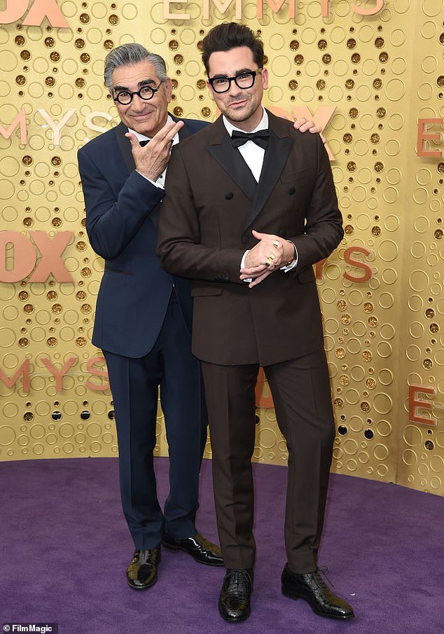 Eugene and Dan Levy are reportedly in talks to co-host the 2024 Emmys (seen in 2019)