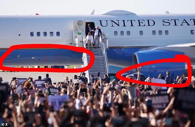 The former president and his right-wing supporters pointed out that the lack of a crowd reflected in the belly of the craft is evidence of manipulation, but experts told DailyMail.com that this is because people are further away than what is observed.