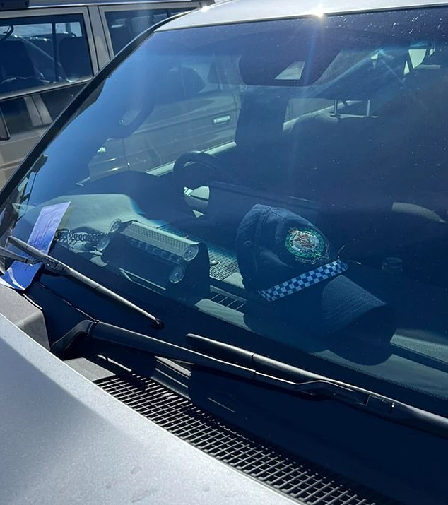 An observant skier noticed a parking ticket on an unmarked police car, on which a cap had been left as a not-so-subtle sign that it was no ordinary civilian vehicle